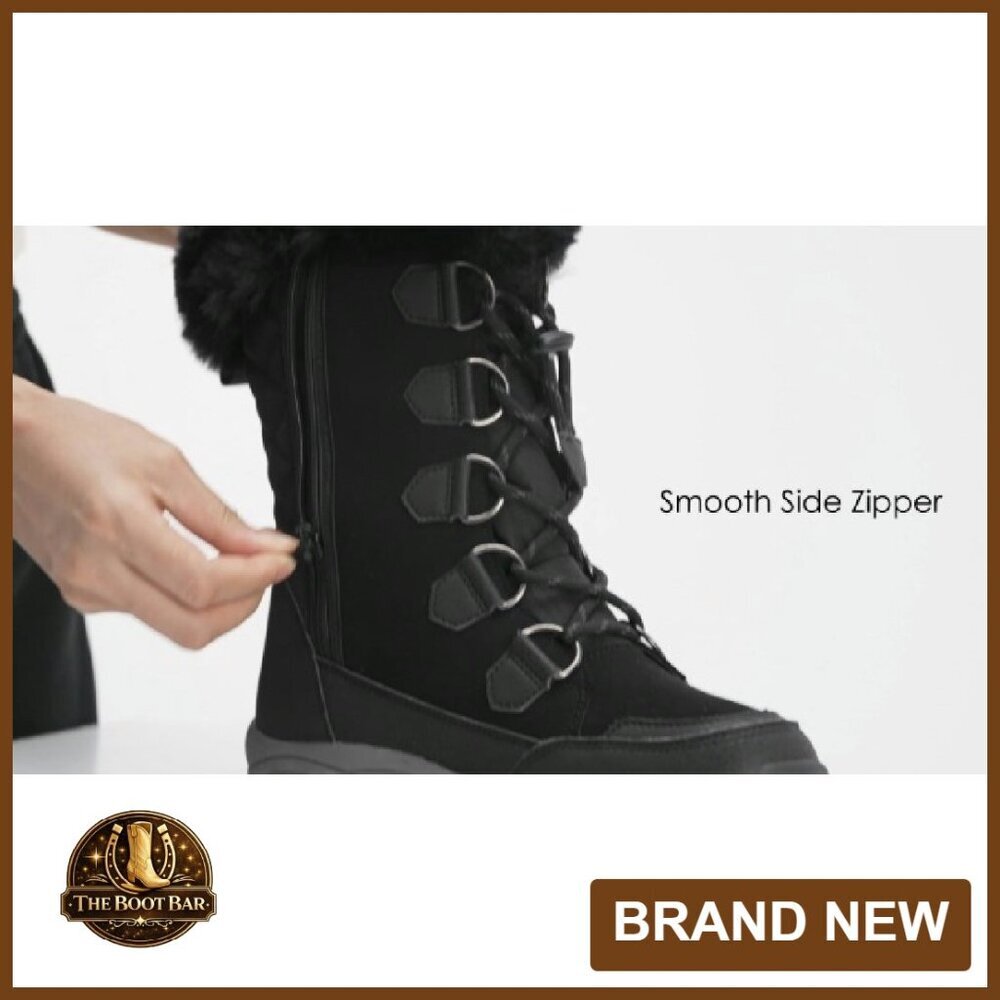 Women's Waterproof Winter Snow Boots Faux Fur Insulated Non-Slip Mid Calf - Picture 8 of 8
